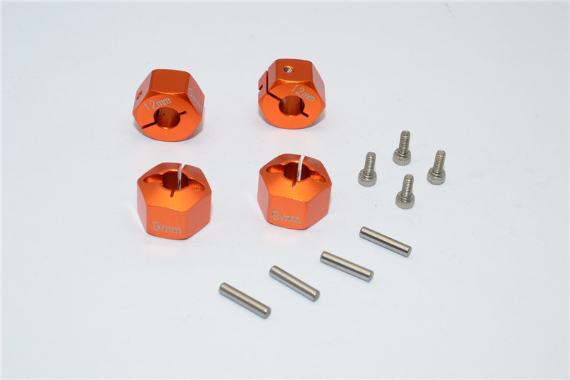 AXIAL SCX10 ALLOY HEX ADAPTER (12MMX9MM) - 4PCS SET FOR EXO, WRAITH